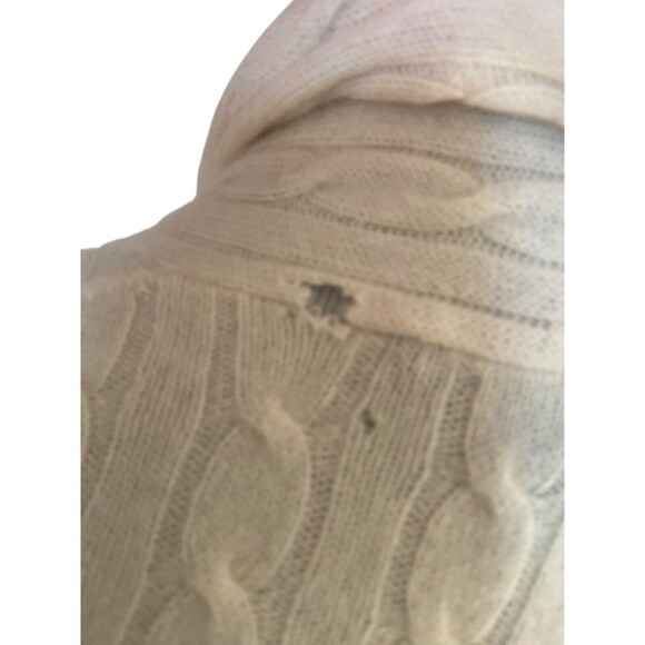 Womens 100% Cashmere Cable Knit Open Cardigan Sweater Size M Ivory Quiet Luxury - Picture 8 of 10